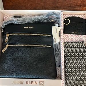 Anne Klein 3 piece set bag, wallet and glass case